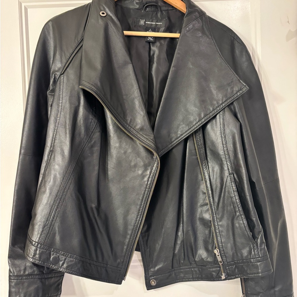 INC International Concepts Black Leather Jacket
